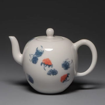 Hand Drawn Blue Orange Flowers Teapot 200ml